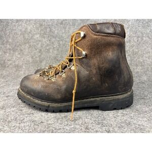 Vtg Raichle Mountaineering Hiking Boots Mens 8 Brown Leather Made in Italy